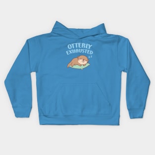 Cute Sleeping Otter Otterly Exhausted Funny Kids Hoodie